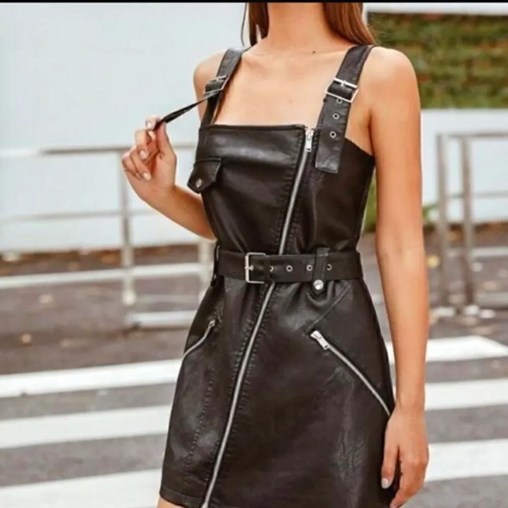100% SHEEP LEATHER GENUINE PURE LEATHER MOTO DRESS ZARA